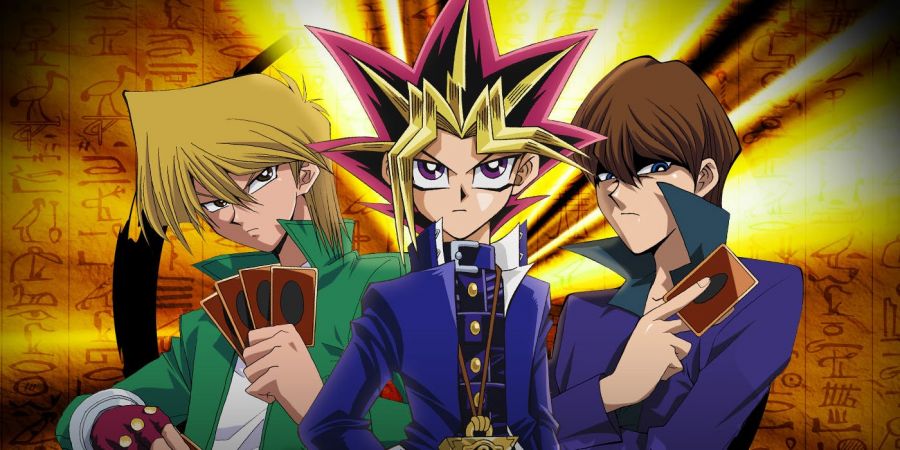 Yûgi Muto, Seto Kaiba et Joey Wheeler prêts à livrer un duel